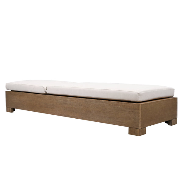 Safavieh Blanquilla Eucalyptus Chaise Lounge - Luxurious Outdoor Seating With Durable Olefin Upholstery Natural ,Beige Wood ,Fabric ,Foam Cpt1056a