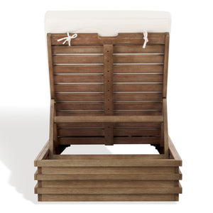 Safavieh Barbados Eucalyptus Chaise Lounge Outdoor - Relax In Style With Sustainable Elegance For Your Patio Natural ,Beige Wood ,Fabric ,Foam Cpt1057a