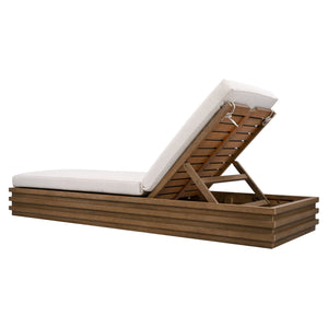 Safavieh Barbados Eucalyptus Chaise Lounge Outdoor - Relax In Style With Sustainable Elegance For Your Patio Natural ,Beige Wood ,Fabric ,Foam Cpt1057a
