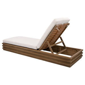 Safavieh Barbados Eucalyptus Chaise Lounge Outdoor - Relax In Style With Sustainable Elegance For Your Patio Natural ,Beige Wood ,Fabric ,Foam Cpt1057a
