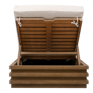 Safavieh Barbados Eucalyptus Chaise Lounge Outdoor - Relax In Style With Sustainable Elegance For Your Patio Natural ,Beige Wood ,Fabric ,Foam Cpt1057a