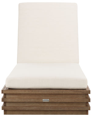 Safavieh Barbados Eucalyptus Chaise Lounge Outdoor - Relax In Style With Sustainable Elegance For Your Patio Natural ,Beige Wood ,Fabric ,Foam Cpt1057a
