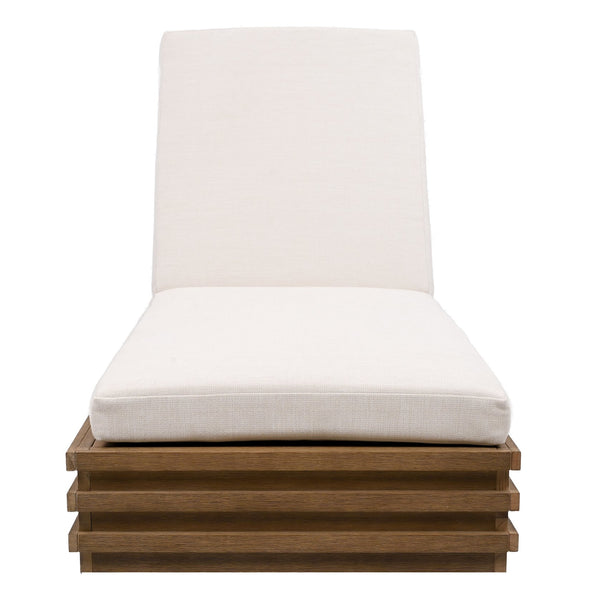 Safavieh Barbados Eucalyptus Chaise Lounge Outdoor - Relax In Style With Sustainable Elegance For Your Patio Natural ,Beige Wood ,Fabric ,Foam Cpt1057a