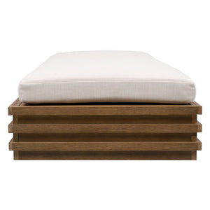 Safavieh Barbados Eucalyptus Chaise Lounge Outdoor - Relax In Style With Sustainable Elegance For Your Patio Natural ,Beige Wood ,Fabric ,Foam Cpt1057a