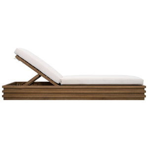Safavieh Barbados Eucalyptus Chaise Lounge Outdoor - Relax In Style With Sustainable Elegance For Your Patio Natural ,Beige Wood ,Fabric ,Foam Cpt1057a
