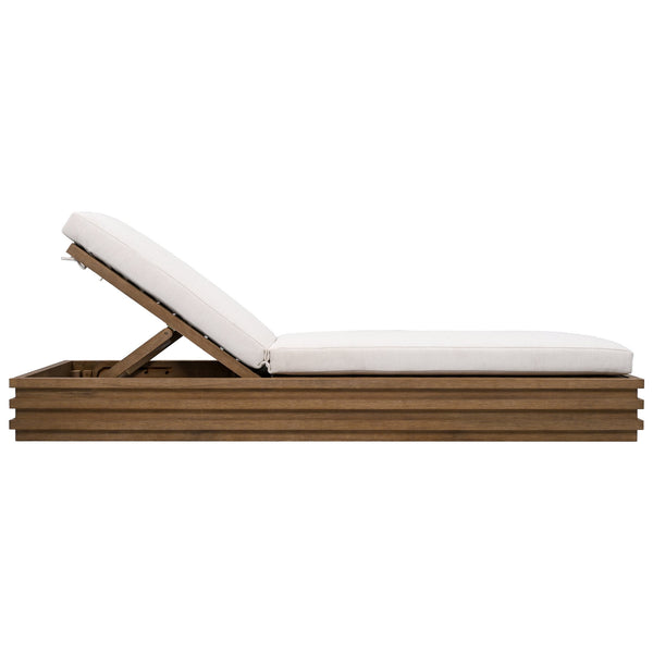 Safavieh Barbados Eucalyptus Chaise Lounge Outdoor - Relax In Style With Sustainable Elegance For Your Patio Natural ,Beige Wood ,Fabric ,Foam Cpt1057a