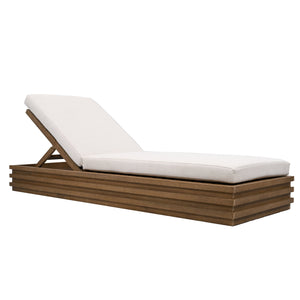 Safavieh Barbados Eucalyptus Chaise Lounge Outdoor - Relax In Style With Sustainable Elegance For Your Patio Natural ,Beige Wood ,Fabric ,Foam Cpt1057a