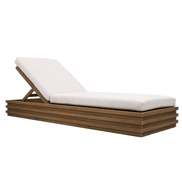 Safavieh Barbados Eucalyptus Chaise Lounge Outdoor - Relax In Style With Sustainable Elegance For Your Patio Natural ,Beige Wood ,Fabric ,Foam Cpt1057a