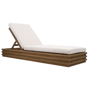 Safavieh Barbados Eucalyptus Chaise Lounge Outdoor - Relax In Style With Sustainable Elegance For Your Patio Natural ,Beige Wood ,Fabric ,Foam Cpt1057a