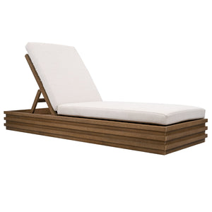 Safavieh Barbados Eucalyptus Chaise Lounge Outdoor - Relax In Style With Sustainable Elegance For Your Patio Natural ,Beige Wood ,Fabric ,Foam Cpt1057a