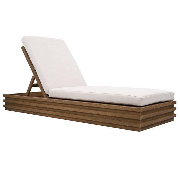 Safavieh Barbados Eucalyptus Chaise Lounge Outdoor - Relax In Style With Sustainable Elegance For Your Patio Natural ,Beige Wood ,Fabric ,Foam Cpt1057a