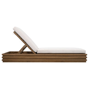 Safavieh Barbados Eucalyptus Chaise Lounge Outdoor - Relax In Style With Sustainable Elegance For Your Patio Natural ,Beige Wood ,Fabric ,Foam Cpt1057a