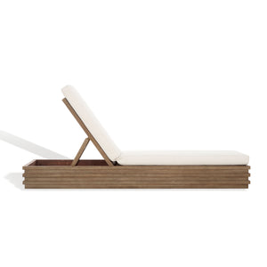 Safavieh Barbados Eucalyptus Chaise Lounge Outdoor - Relax In Style With Sustainable Elegance For Your Patio Natural ,Beige Wood ,Fabric ,Foam Cpt1057a