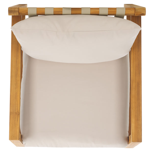 Safavieh Trinidad Brazilian Teak Patio Chair - Elegant Outdoor Seating For Comfort And Durability In Style Natural ,White Wood ,Fabric ,Foam Cpt1058a