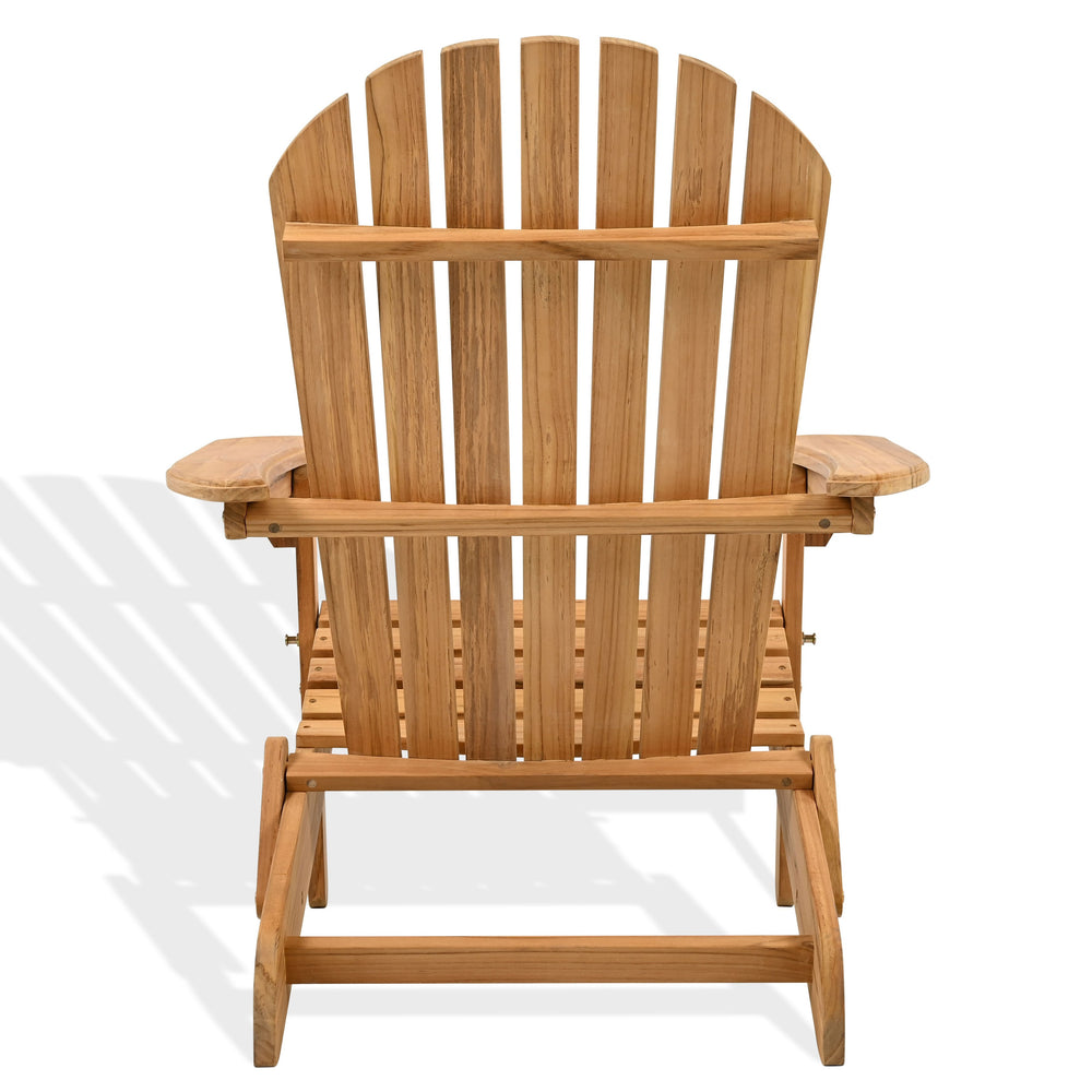 Alani Teak Adirondack Chair With Ergonomic Sloped Seat And Wide Arms, Durable Weather-Resistant Wood Back Patio Seating