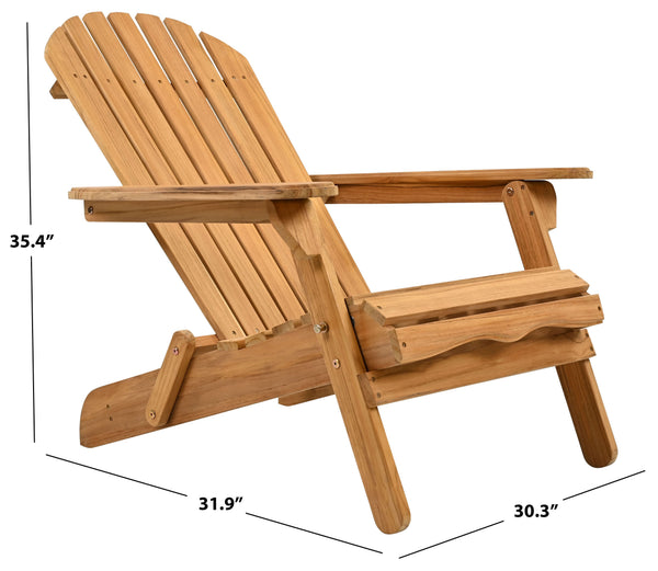 Alani Teak Adirondack Chair With Ergonomic Sloped Seat And Wide Arms, Durable Weather-Resistant Wood Back Patio Seating