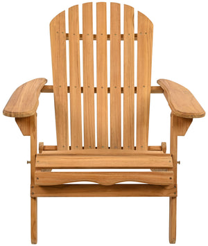 Alani Teak Adirondack Chair With Ergonomic Sloped Seat And Wide Arms, Durable Weather-Resistant Wood Back Patio Seating