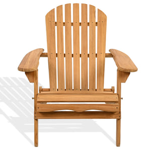 Alani Teak Adirondack Chair With Ergonomic Sloped Seat And Wide Arms, Durable Weather-Resistant Wood Back Patio Seating
