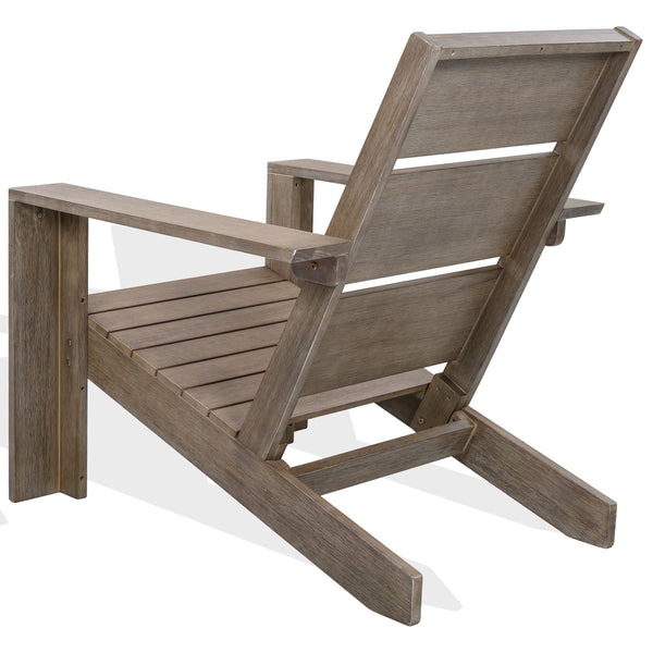 Coral Eucalyptus Adirondack Chair With Durable Wood Build, Ergonomic Deep Seat & Wide Armrests
