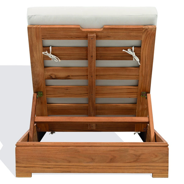 Safavieh Montford Brazilian Teak Chaise Lounge - Luxurious Natural Teak & Beige Fabric For Ultimate Comfort Natural Teak ,Beige Wood ,Fabric ,Foam Cpt1065a