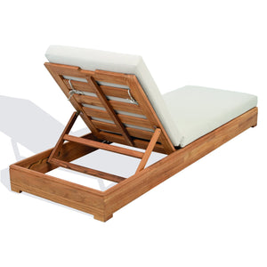 Safavieh Montford Brazilian Teak Chaise Lounge - Luxurious Natural Teak & Beige Fabric For Ultimate Comfort Natural Teak ,Beige Wood ,Fabric ,Foam Cpt1065a