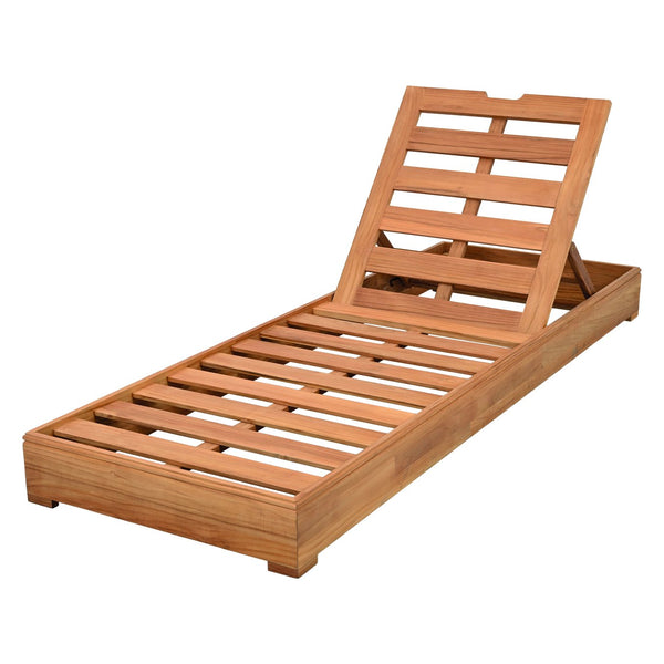 Safavieh Montford Brazilian Teak Chaise Lounge - Luxurious Natural Teak & Beige Fabric For Ultimate Comfort Natural Teak ,Beige Wood ,Fabric ,Foam Cpt1065a