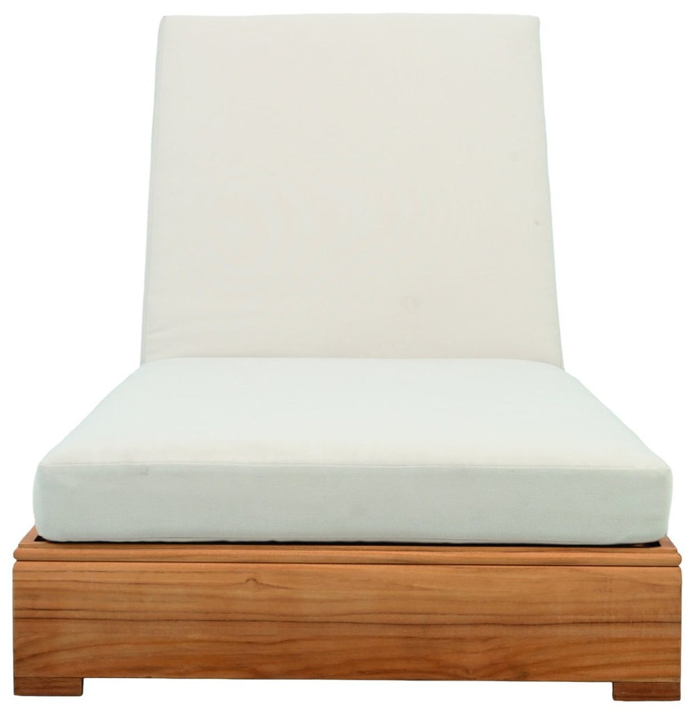 Safavieh MONTFORD Brazilian Teak Chaise Lounge - Elegant Outdoor Comfort with Beige Upholstery & Durable Design CPT1065A