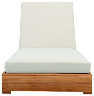 Safavieh Montford Brazilian Teak Chaise Lounge - Luxurious Natural Teak & Beige Fabric For Ultimate Comfort Natural Teak ,Beige Wood ,Fabric ,Foam Cpt1065a