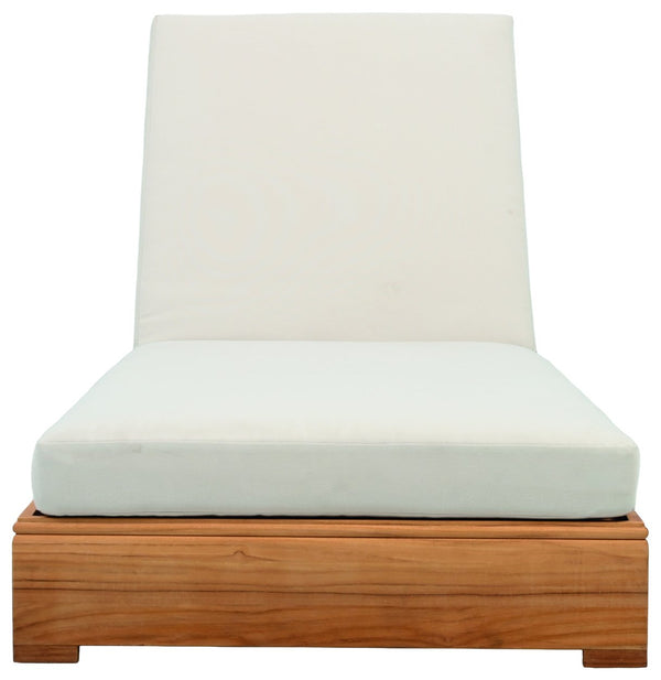 Safavieh Montford Brazilian Teak Chaise Lounge - Luxurious Natural Teak & Beige Fabric For Ultimate Comfort Natural Teak ,Beige Wood ,Fabric ,Foam Cpt1065a