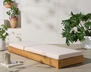 Safavieh MONTFORD Brazilian Teak Chaise Lounge - Elegant Outdoor Comfort with Beige Upholstery & Durable Design CPT1065A