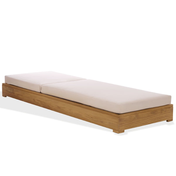 Safavieh MONTFORD Brazilian Teak Chaise Lounge - Elegant Outdoor Comfort with Beige Upholstery & Durable Design CPT1065A