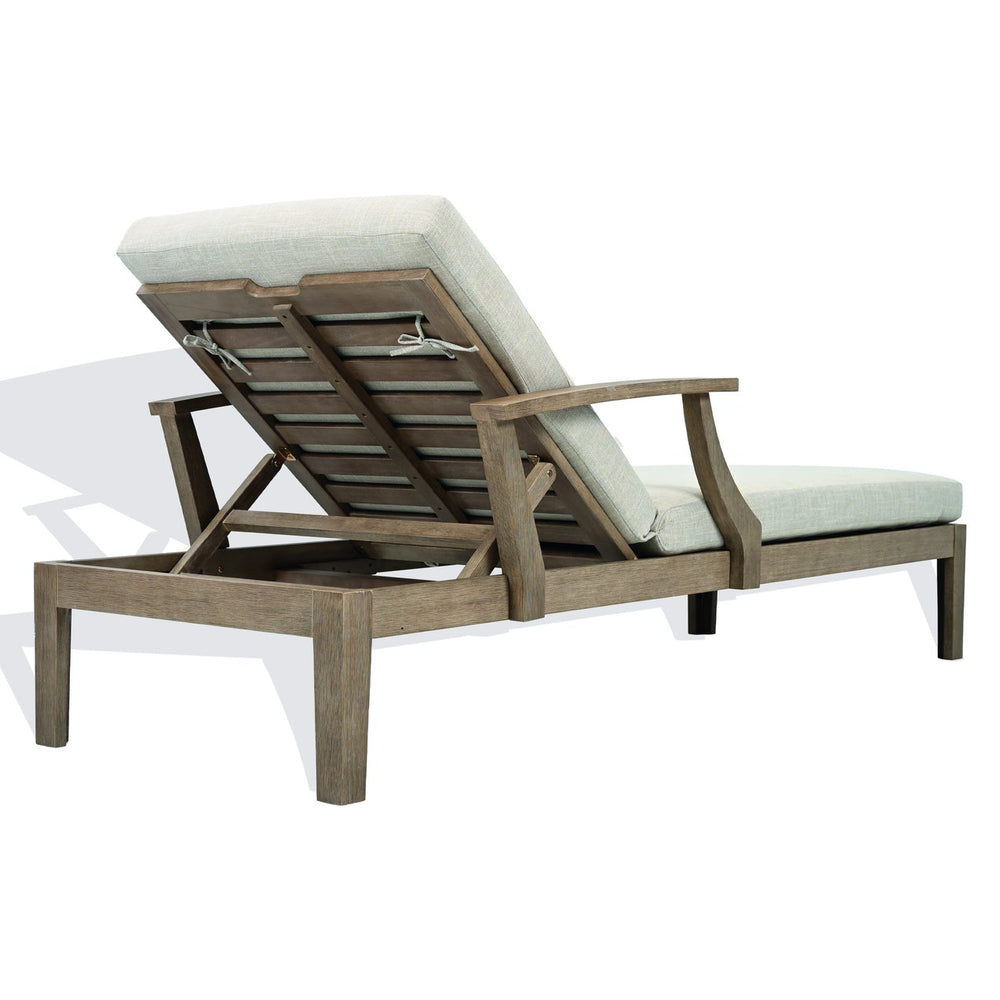 Martinique Wood Patio Chaise Lounge With High-Density Foam Cushioning And Durable Uv-Resistant Fabric