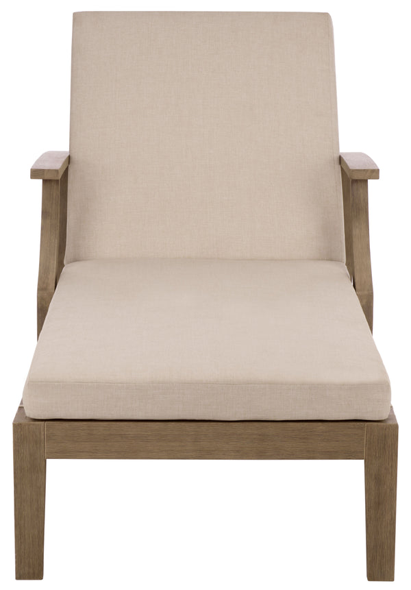 Martinique Wood Patio Chaise Lounge With High-Density Foam Cushioning And Durable Uv-Resistant Fabric