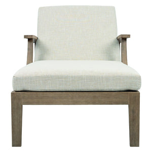 Martinique Wood Patio Chaise Lounge With High-Density Foam Cushioning And Durable Uv-Resistant Fabric