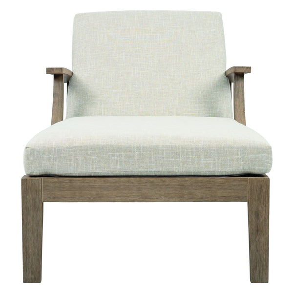 Martinique Wood Patio Chaise Lounge With High-Density Foam Cushioning And Durable Uv-Resistant Fabric