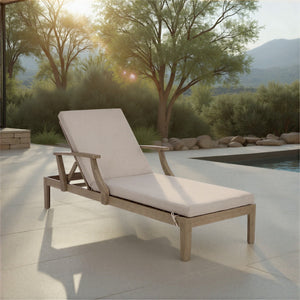 Martinique Wood Patio Chaise Lounge With High-Density Foam Cushioning And Durable Uv-Resistant Fabric