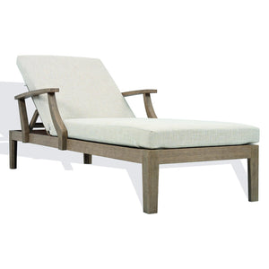 Martinique Wood Patio Chaise Lounge With High-Density Foam Cushioning And Durable Uv-Resistant Fabric