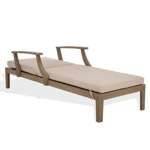 Martinique Wood Patio Chaise Lounge With High-Density Foam Cushioning And Durable Uv-Resistant Fabric