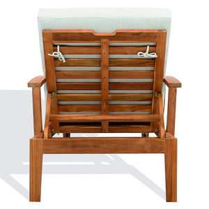 Martinique Wood Patio Chaise Lounge With High-Density Foam Cushioning And Durable Uv-Resistant Fabric