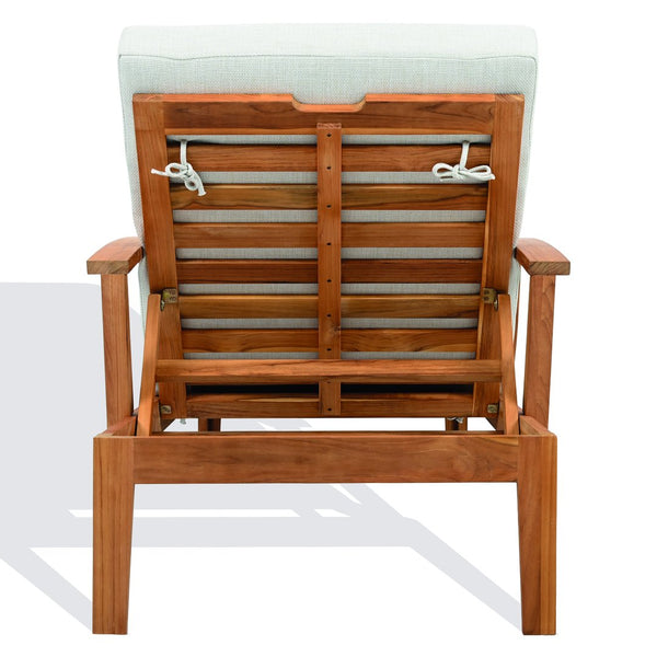 Martinique Wood Patio Chaise Lounge With High-Density Foam Cushioning And Durable Uv-Resistant Fabric