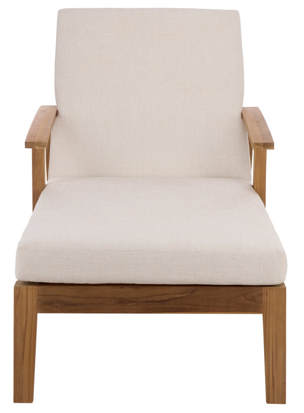 Martinique Wood Patio Chaise Lounge With High-Density Foam Cushioning And Durable Uv-Resistant Fabric
