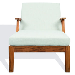 Martinique Wood Patio Chaise Lounge With High-Density Foam Cushioning And Durable Uv-Resistant Fabric