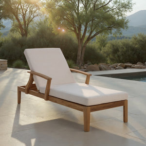 Martinique Wood Patio Chaise Lounge With High-Density Foam Cushioning And Durable Uv-Resistant Fabric