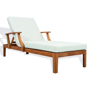 Martinique Wood Patio Chaise Lounge With High-Density Foam Cushioning And Durable Uv-Resistant Fabric