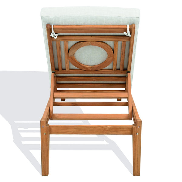 Safavieh Montclair Teakwood Chaise Lounge - Luxurious Outdoor Comfort With Natural Teak & White Fabric White ,Natural Teak Wood ,Fabric ,Foam Cpt1067a
