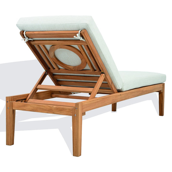 Safavieh Montclair Teakwood Chaise Lounge - Luxurious Outdoor Comfort With Natural Teak & White Fabric White ,Natural Teak Wood ,Fabric ,Foam Cpt1067a