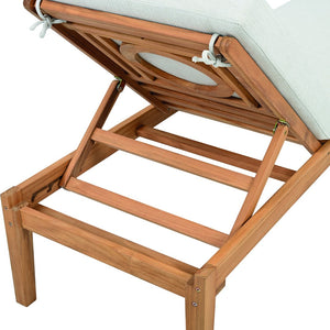 Safavieh Montclair Teakwood Chaise Lounge - Luxurious Outdoor Comfort With Natural Teak & White Fabric White ,Natural Teak Wood ,Fabric ,Foam Cpt1067a