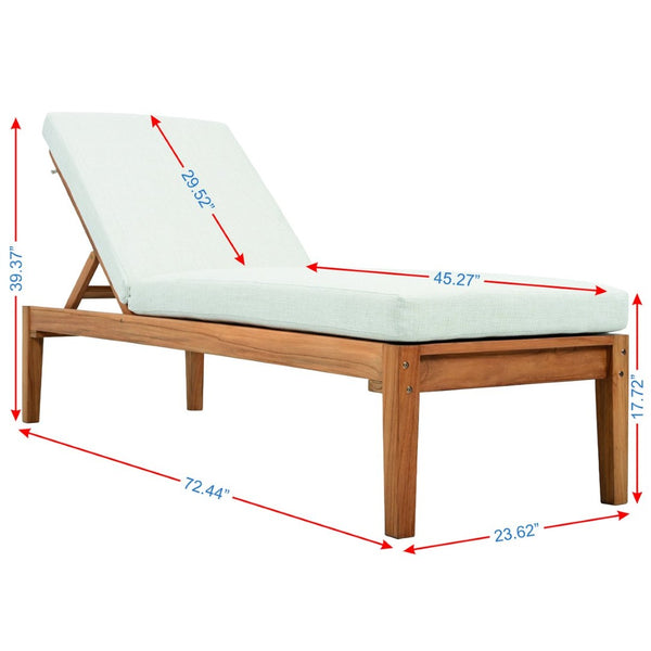 Safavieh MONTCLAIR Teakwood Chaise Lounge - Stylish Outdoor Seating in Natural Teak & White for Comfort CPT1067A
