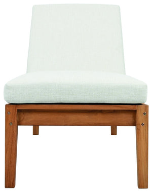 Safavieh Montclair Teakwood Chaise Lounge - Luxurious Outdoor Comfort With Natural Teak & White Fabric White ,Natural Teak Wood ,Fabric ,Foam Cpt1067a