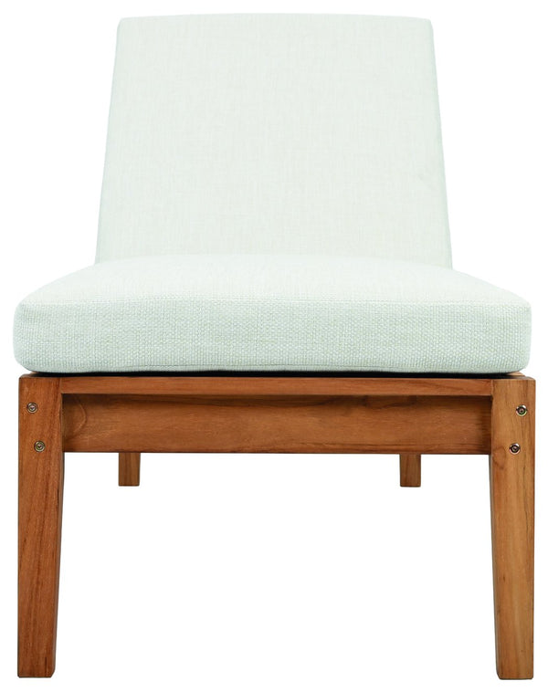 Safavieh Montclair Teakwood Chaise Lounge - Luxurious Outdoor Comfort With Natural Teak & White Fabric White ,Natural Teak Wood ,Fabric ,Foam Cpt1067a
